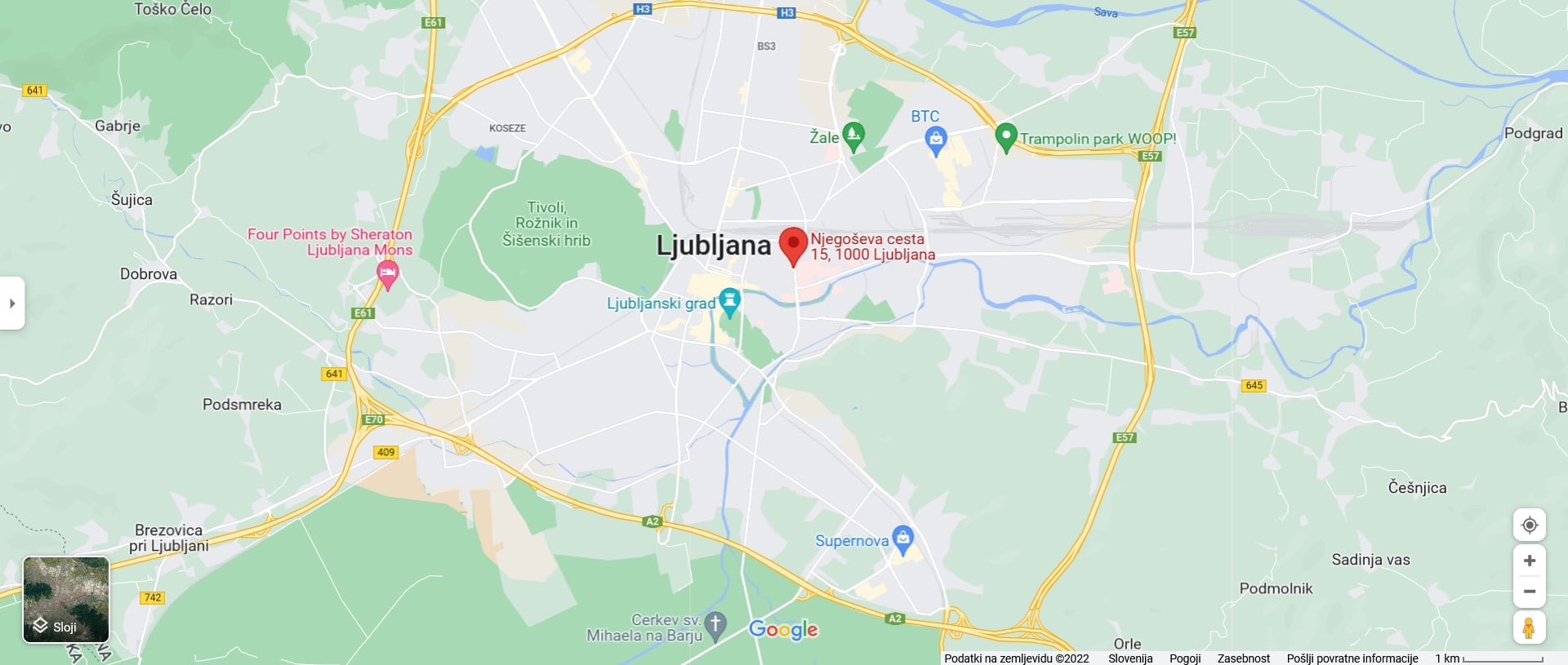 Stezosledec zemljevid Ljubljana